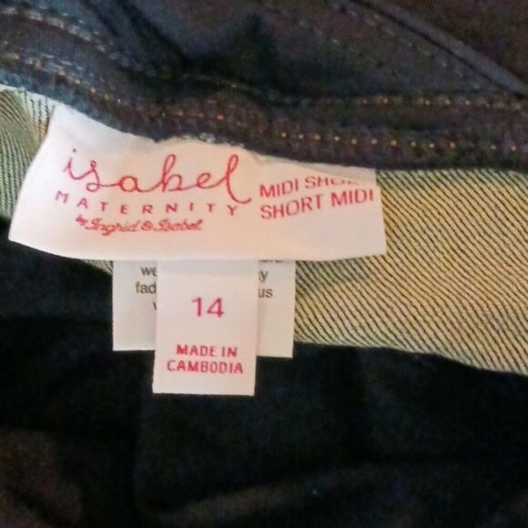 Isabel Maternity Shorts Blue Denim Stretch Over Belly Comfy Midi Womens - Picture 11 of 13